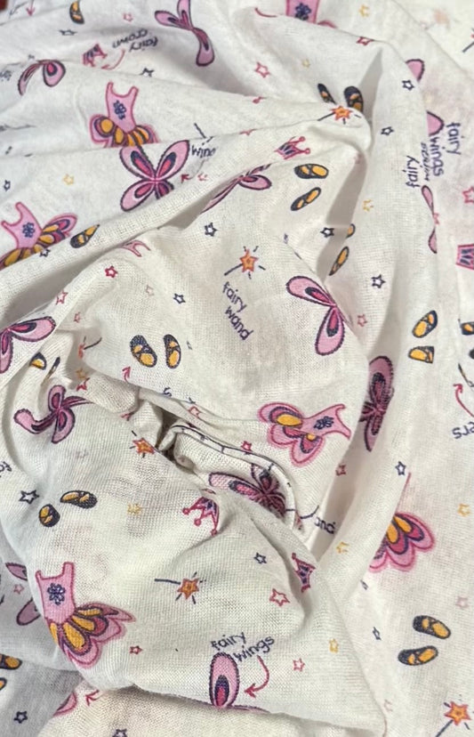 Fabric by the Yard - Printed Knit - White / Purple