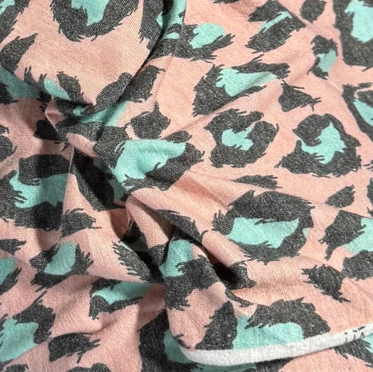 Fabric by the Yard - Printed Knit  - Pink/Blue/Grey
