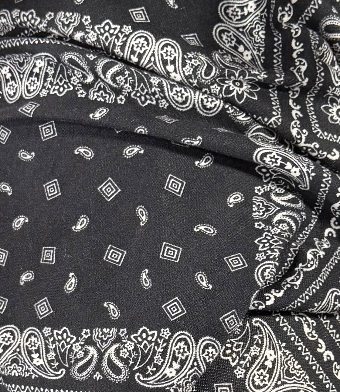 Fabric by the Yard - Brushed Printed Jersey - Black / White