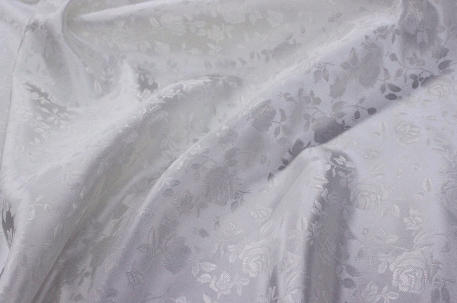 Fabric by the Yard - Brocade Satin - White