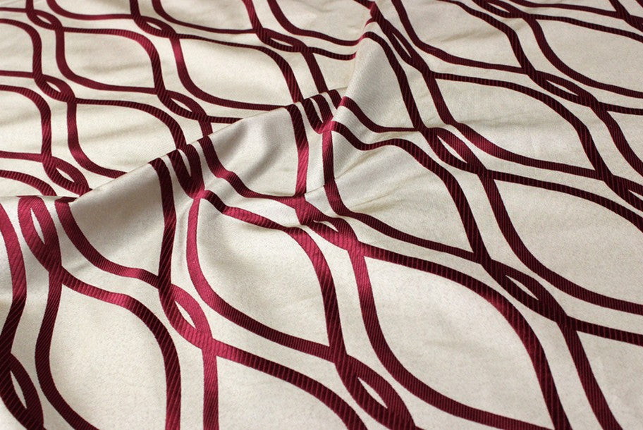 Fabric by the Yard - Eliptical Jacquard - Burgundy