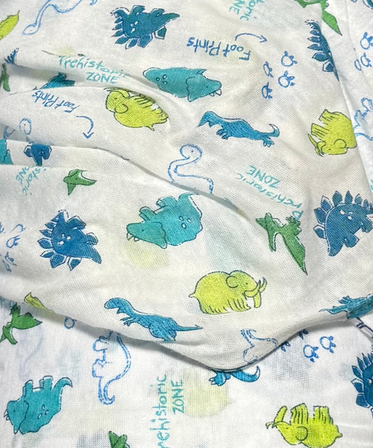 Fabric by the Yard - Printed Knit - White / Blue / Green