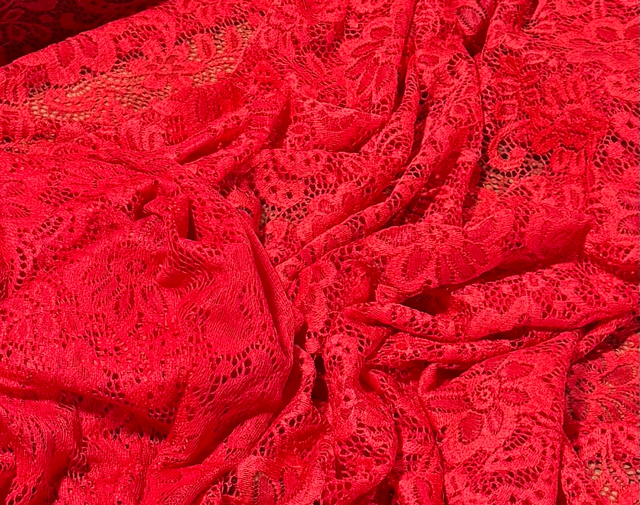 Fabric by the Yard - Stretch Lace 4-Way - Red