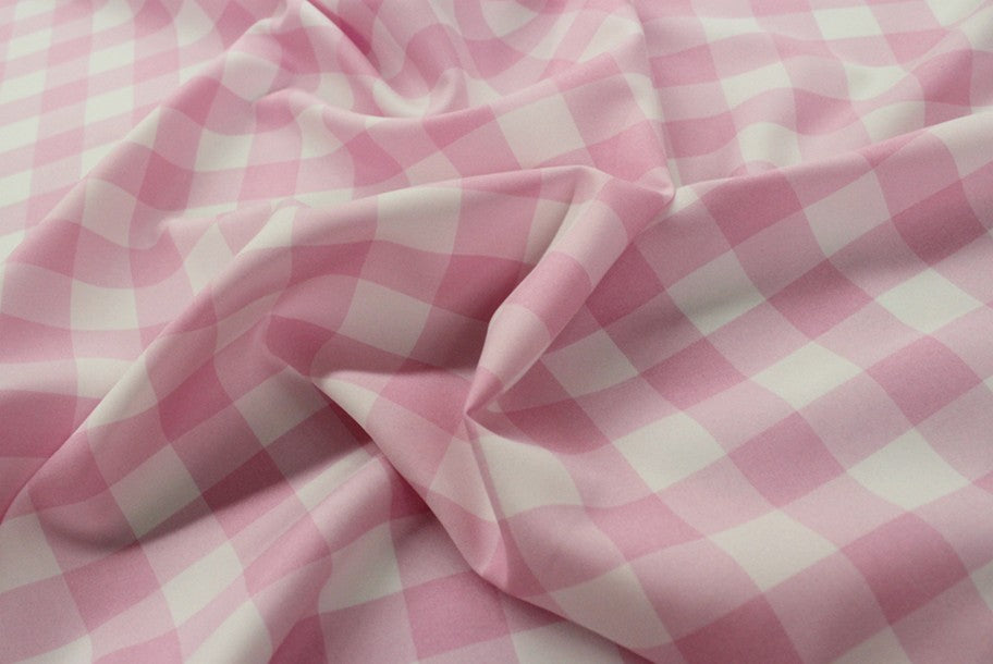 Fabric by the Yard - Gingham Poly Picnic Checkers - Pink