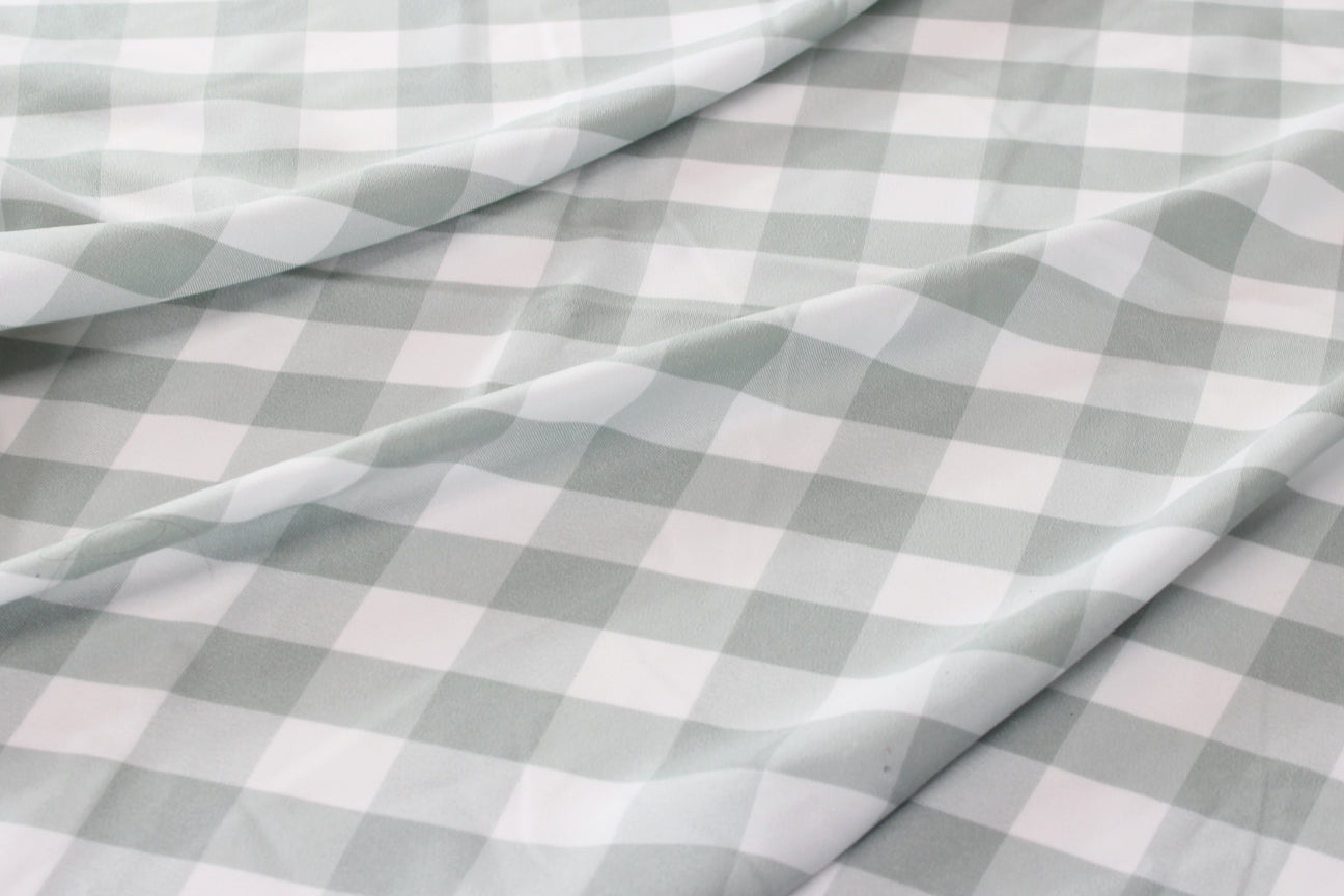 Fabric by the Yard - Gingham Poly Picnic Checkers - Silver