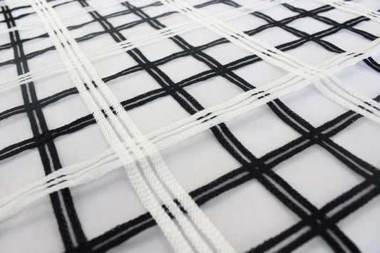 Fabric by the Yard - Plaid Sheer - Black / White