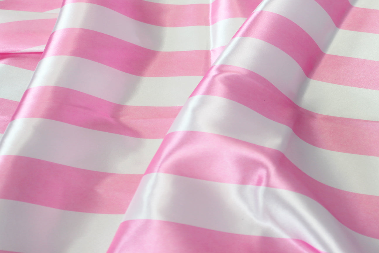 Fabric by the Yard - Striped Print Charmeuse - Pink