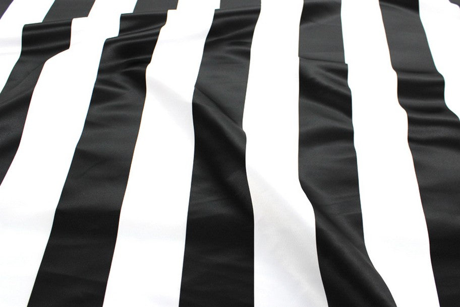 Fabric by the Yard - Striped Print Lamour - Black & White - 3.5 inch