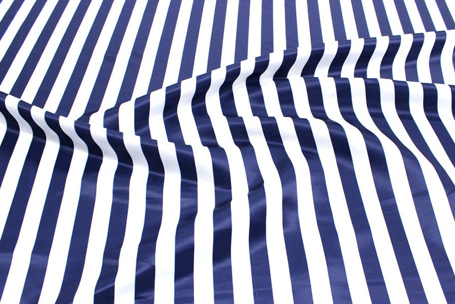 Fabric by the Yard - Striped Print Lamour - Navy & White - 1 inch