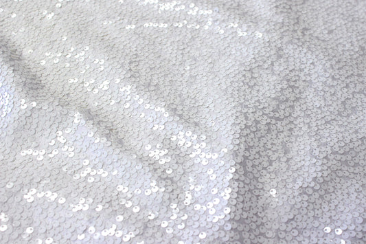 Fabric by the Yard - Taffeta Sequins Embroidery - White