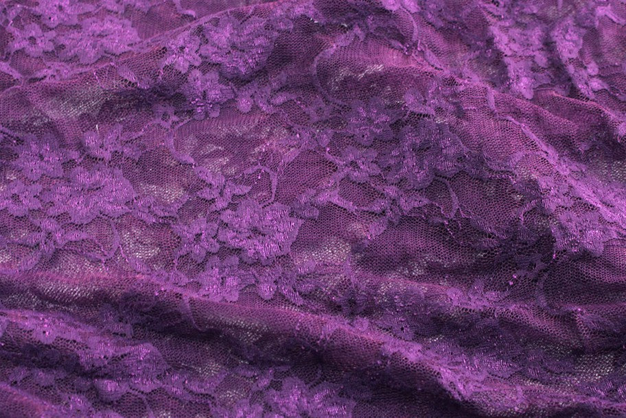 Fabric by the Yard - Victorian Stretch Lace - Plum