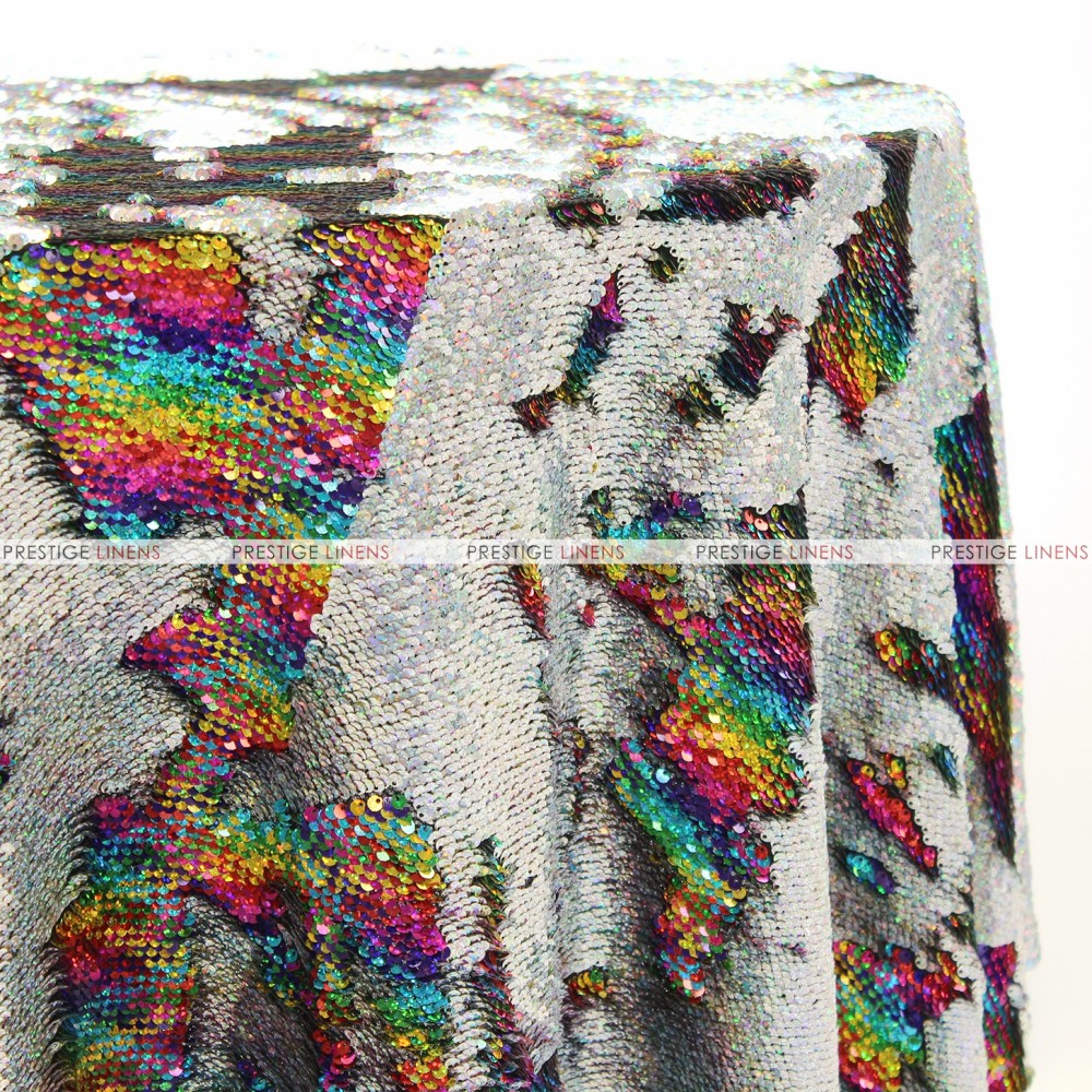 Fabric by the Yard - Chameleon Reversible Sequins - Silver Rainbow