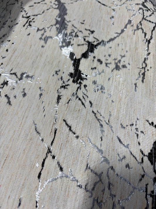 Fabric by the Yard - Alabaster - Black / Silver