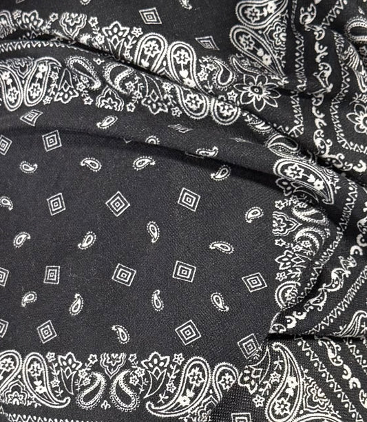 Fabric by the Yard - Brushed Printed Jersey - Black / White