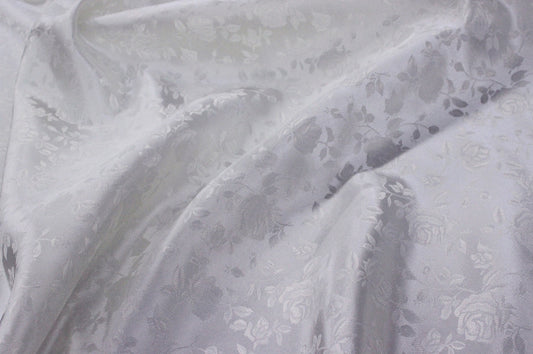 Fabric by the Yard - Brocade Satin - White