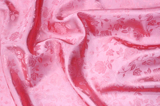 Fabric by the Yard - Brocade Satin - Rose