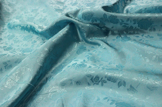 Fabric by the Yard - Brocade Satin - Aqua