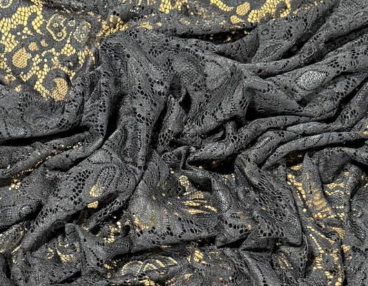 Fabric by the Yard - Lace Stretch - Black