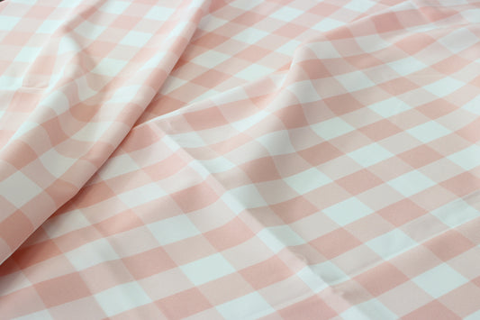 Fabric by the Yard - Gingham Poly Picnic Checkers - Blush Pink