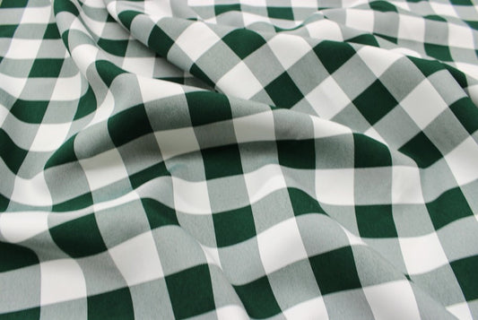 Fabric by the Yard - Gingham Poly Picnic Checkers - Hunter Green