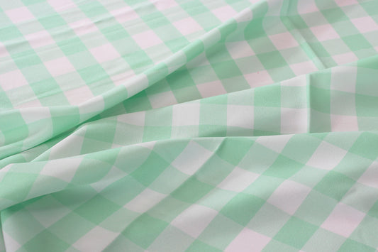 Fabric by the Yard - Gingham Poly Picnic Checkers - Mint