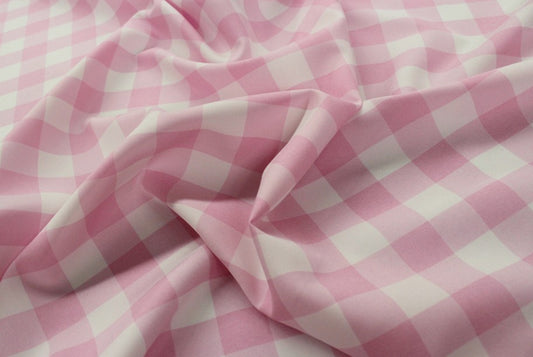 Fabric by the Yard - Gingham Poly Picnic Checkers - Pink