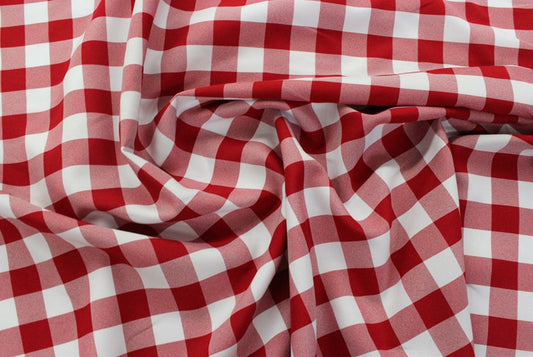 Fabric by the Yard - Gingham Poly Picnic Checkers - Red