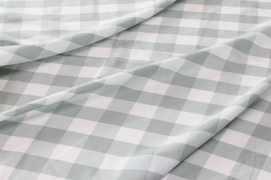 Fabric by the Yard - Gingham Poly Picnic Checkers - Silver