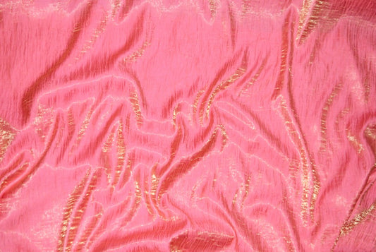 Fabric by the Yard - Iridescent Crushed Satin - Flamingo