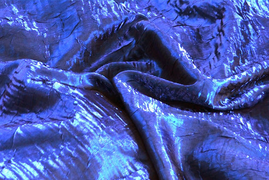 Fabric by the Yard - Iridescent Crushed Satin - Royal Blue