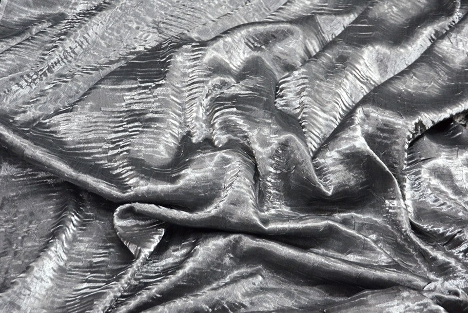 Fabric by the Yard - Iridescent Crushed Satin - Silver