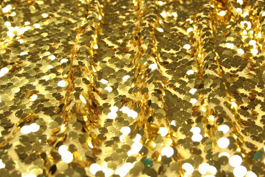Fabric by the Yard - Mesh Sequins Embroidery - Gold