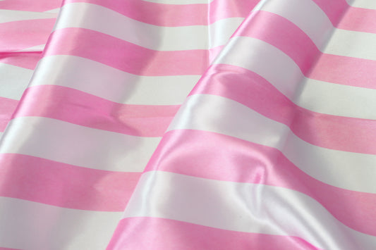 Fabric by the Yard - Striped Print Charmeuse - Pink