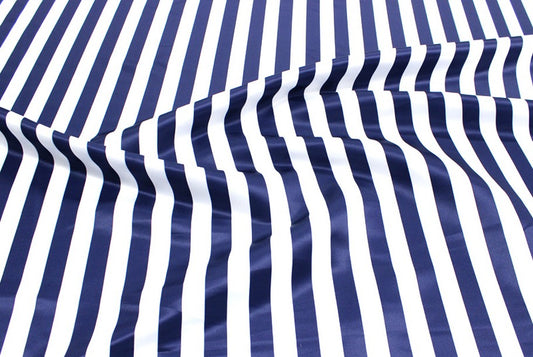 Fabric by the Yard - Striped Print Lamour - Navy & White  - 1 inch