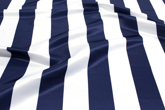 Fabric by the Yard - Striped Print Lamour - Navy & White - 3.5 inch