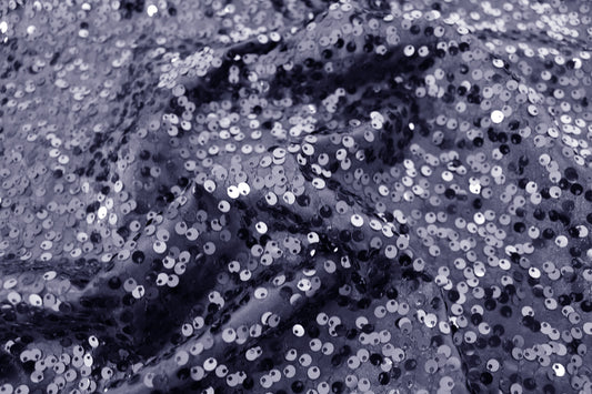 Fabric by the Yard - Taffeta Sequins Embroidery - Navy