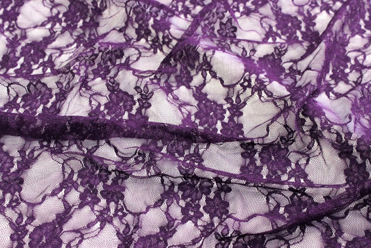 Fabric by the Yard - Victorian Stretch Lace - Plum