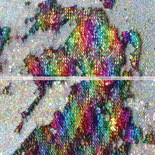 Fabric by the Yard - Chameleon Reversible Sequins - Silver Rainbow